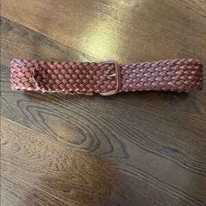 Jcrew thick Braided Leather Belt with Gold Buckle